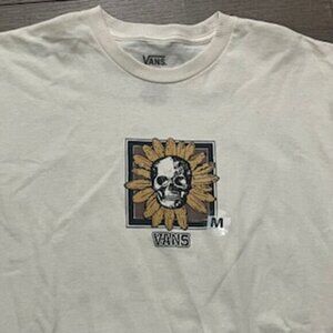 NEW Vans Sunflower Skull Graphic T-shirt‎ Men’s Size Medium Ivory NWT